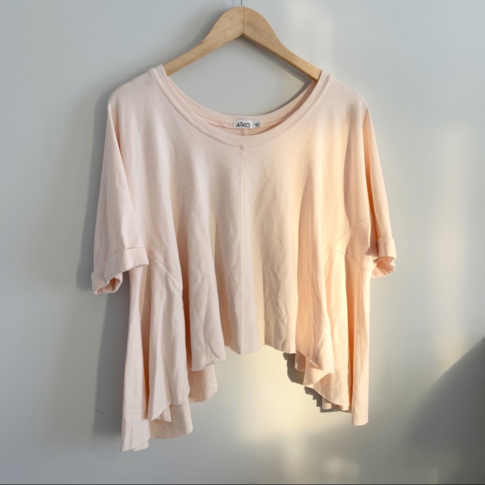 AIKO Pale Pink Asymmetrical Top Cropped Sz Large